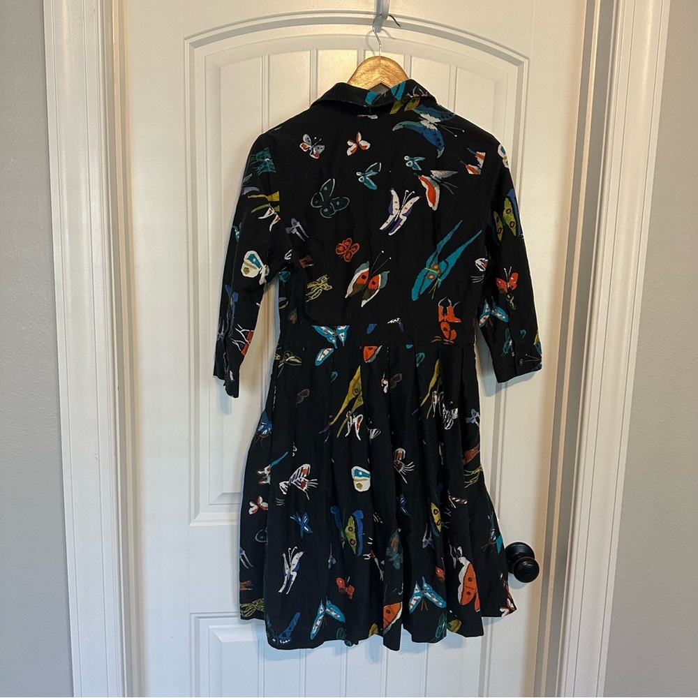 Black Butterfly Print Midi Shirt Dress - Picture 5 of 7